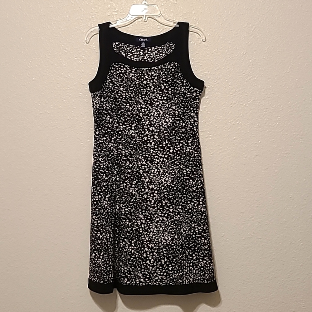 Woman's  Chaps Size Large Black & White Sleeveless Dress